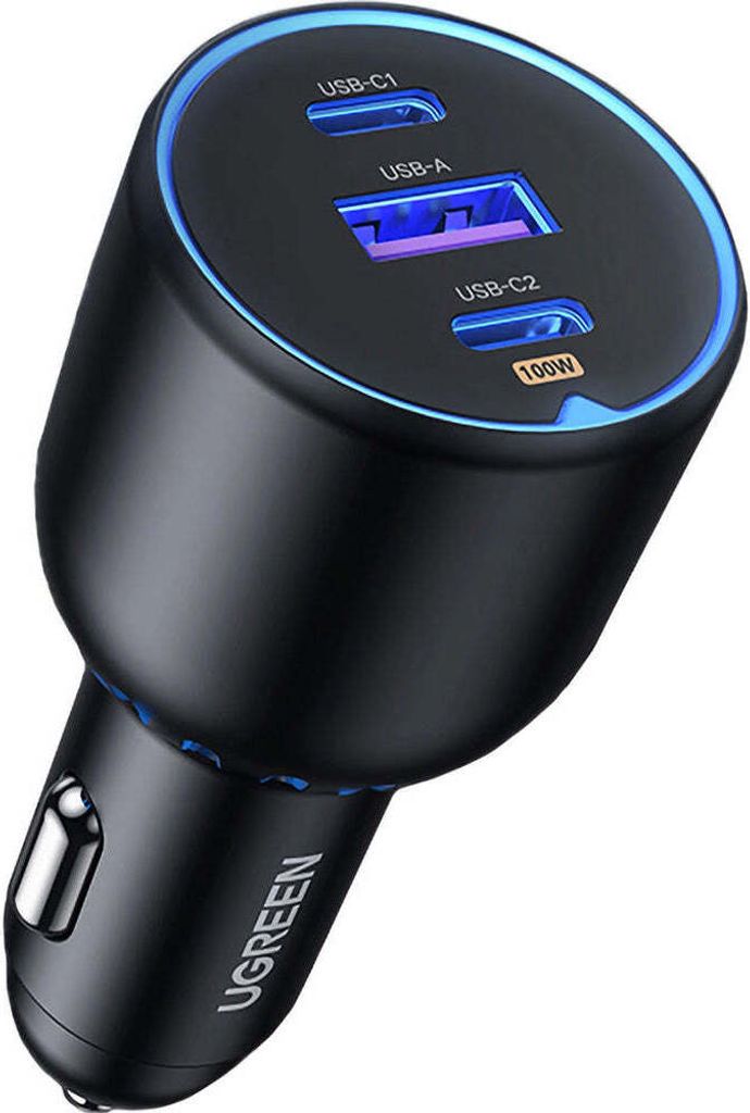 Ugreen Cd293 2X Usb-C Pd Und 1X Usb-A 130W Autoladegerät - Schwarz