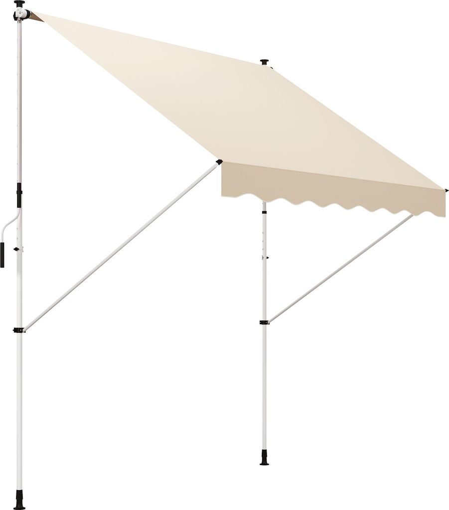 Klemmmarkise mit Handkurbel höhenverstellbar Gelenkarmmarkise schmutzabweisend, witterungsbeständig Balkonmarkise 150cm breit Terrassenmarkise f...