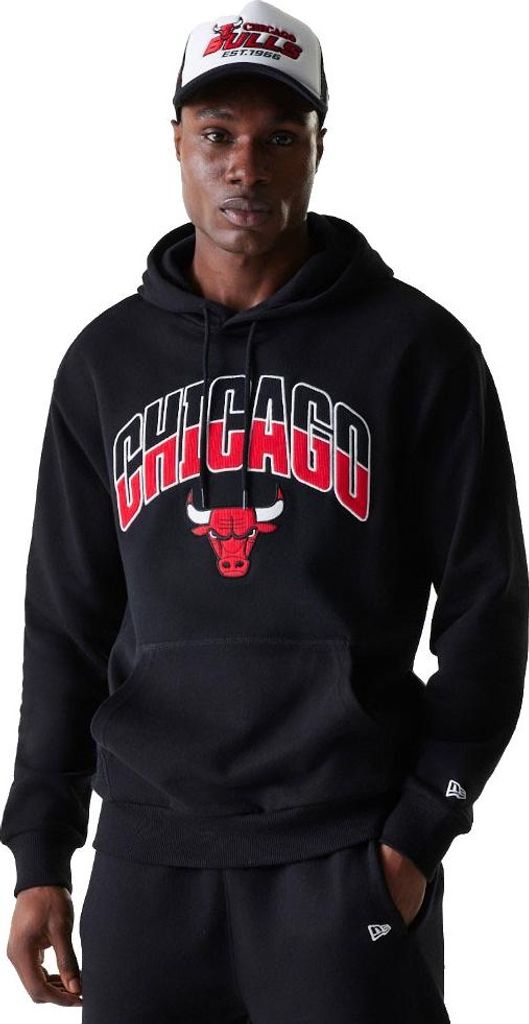 New Era Nba Arch Graphic Oversized Chicago Bulls Kapuzenpullover Schwarz S Mann Schwarz S