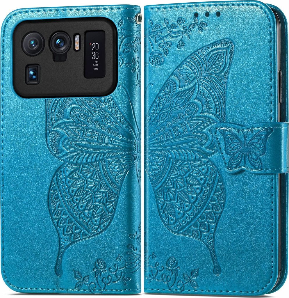 Mobigear Butterfly POCO C40 Hülle Klapphülle Geldbörse - Blau