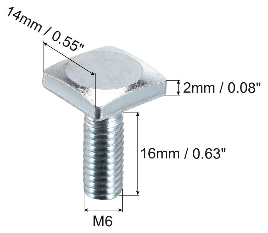 10 Stš¹ck Quadratische Kopfschraube M6x17.5mm Vollgewinde Kohlenstoffstahl Grad 4.8 Quadratische Maschine Schrauben
