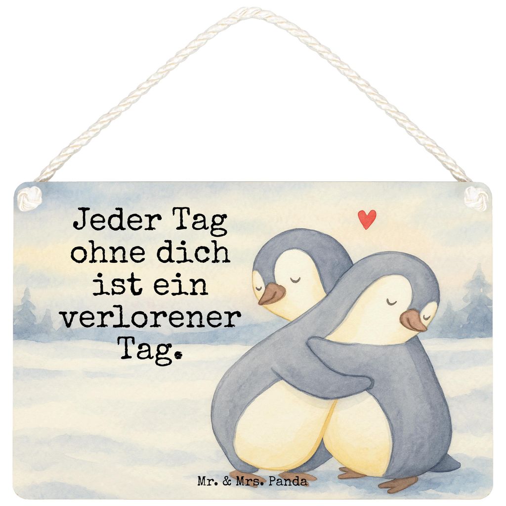 Mr. & Mrs. Panda Schild Pinguine Kuscheln Design DIN A5 - Weiß - Geschenk, für Frauen, holzbild, Holzschild, Hochzeitstag, Freundin, Türschild, ...