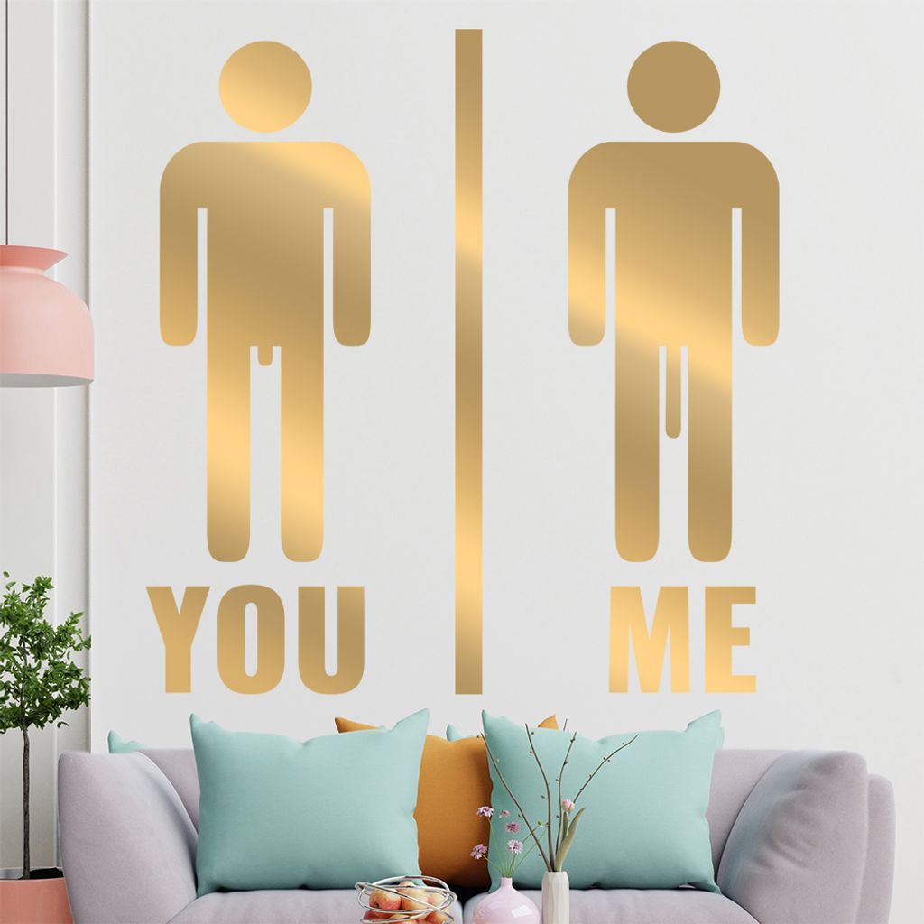 KIWISTAR Me and You - Penis Vergleich Wandtattoo in 6 Größen - Wandaufkleber Wall Sticker - Dekoration, Küche, Wohnzimmer, Schlafzimmer, Badezimmer