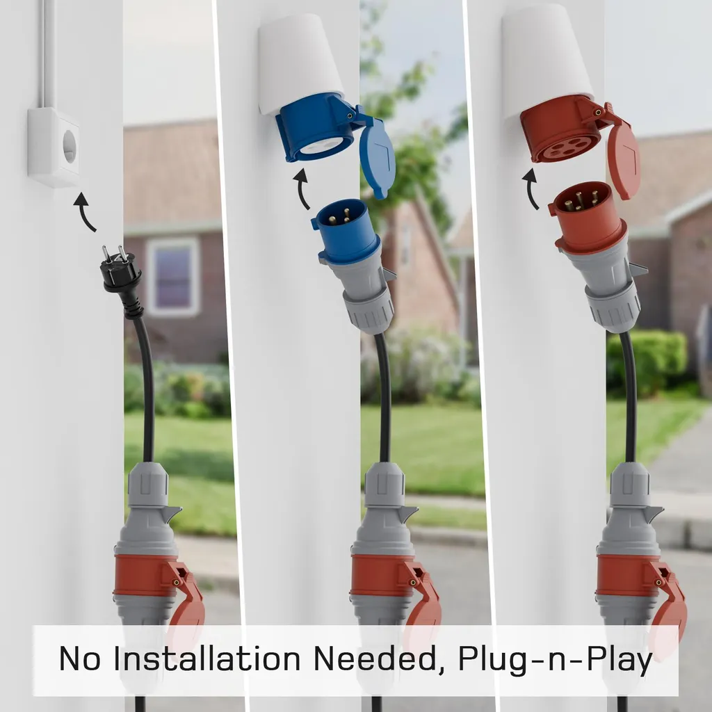 Adaptateur chargeur EV pour prise CEE 16A rouge 11kW triphasé voyage - 5
