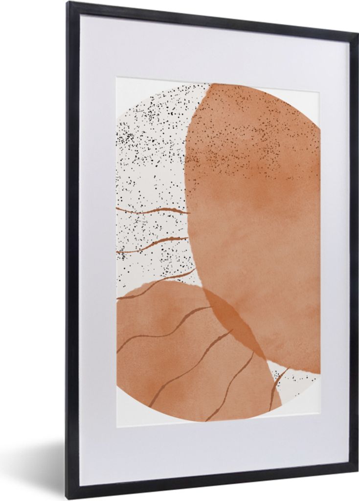 MuchoWow Gerahmtes Poster Abstrakt - Aquarell - Sonne - Polka dots 40x60 cm - Poster mit Schwarzem Bilderrahmen Wandposter Rahmen Foto Bilder - P...