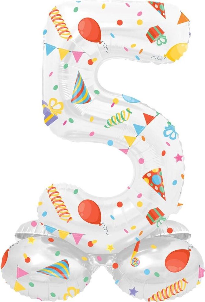 Stehender Zahl 5 Partytime Ballon 72cm