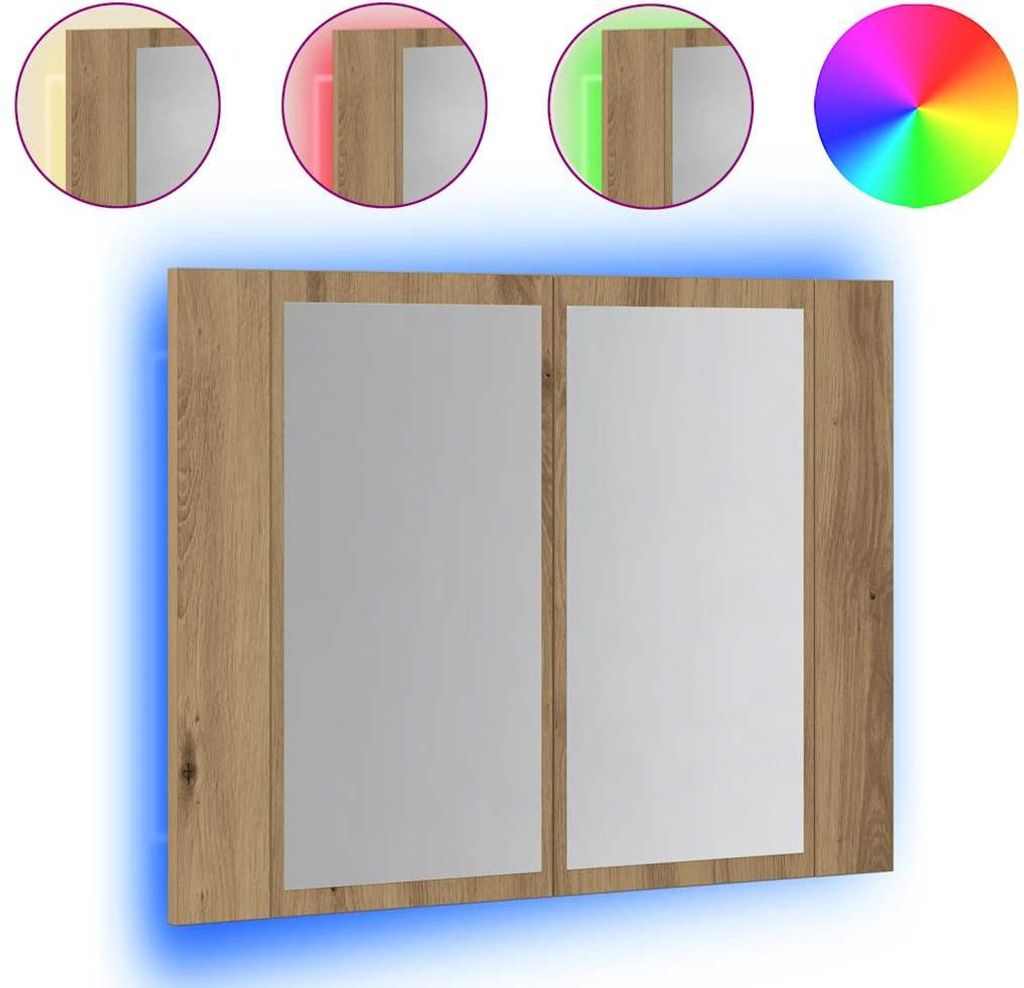 vidaXL LED-Spiegelschrank Artisan-Eiche 60x12x45 cm Holzwerkstoff