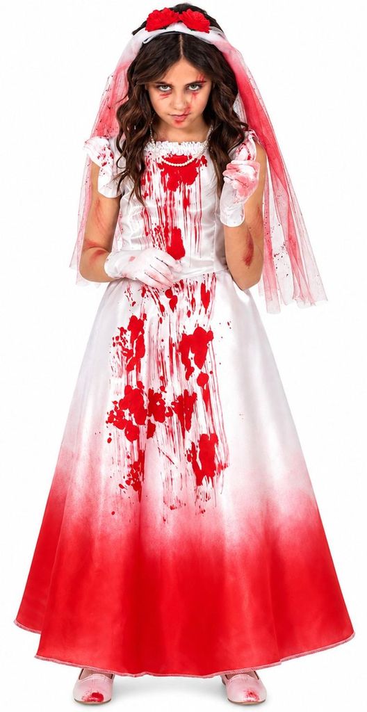 Halloween Kinderkostüm "Blutige Braut" | Kleid und Schleier Produktbild 