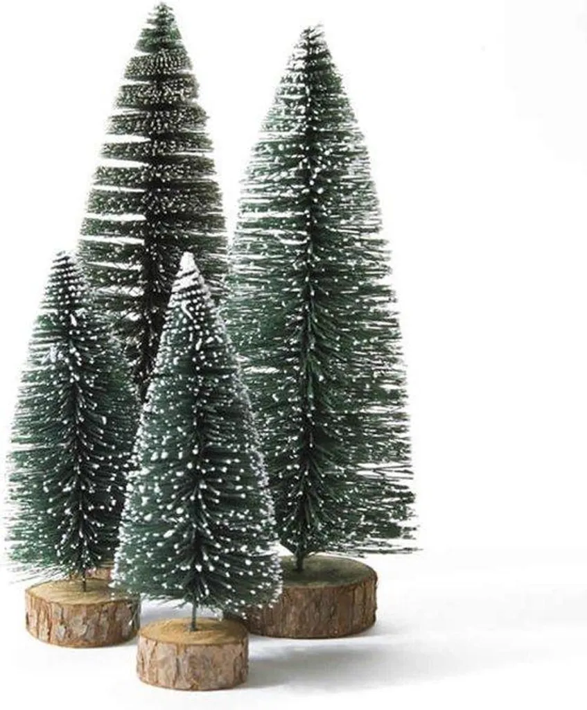 Décoration de table Noël : lot 4 sapins artificiels bois multi-tailles