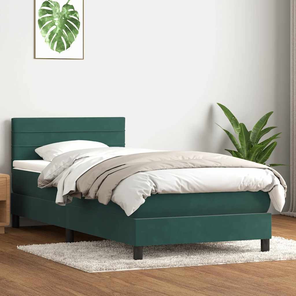 Maison Exclusive - Boxspringbett mit Matratze Dunkelgrün 80x220 cm Samt