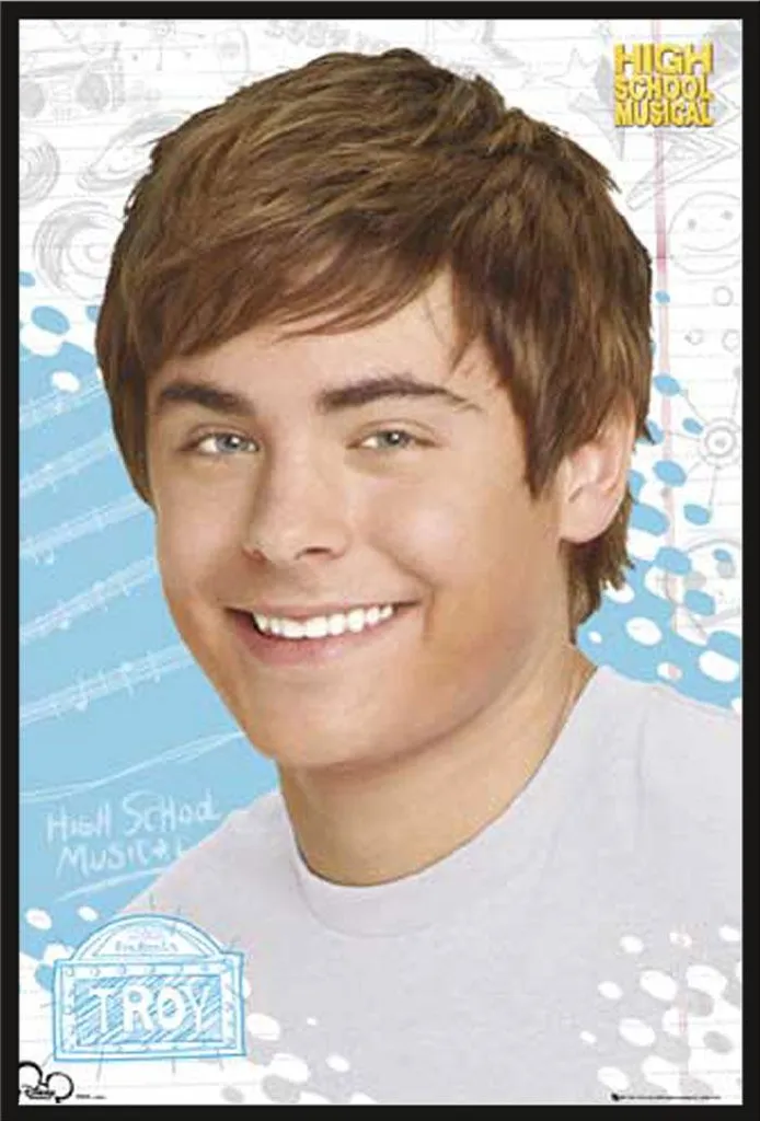 Poster Troy Bolton High School Musical - Cadre Noir Shinsuke 61x91cm