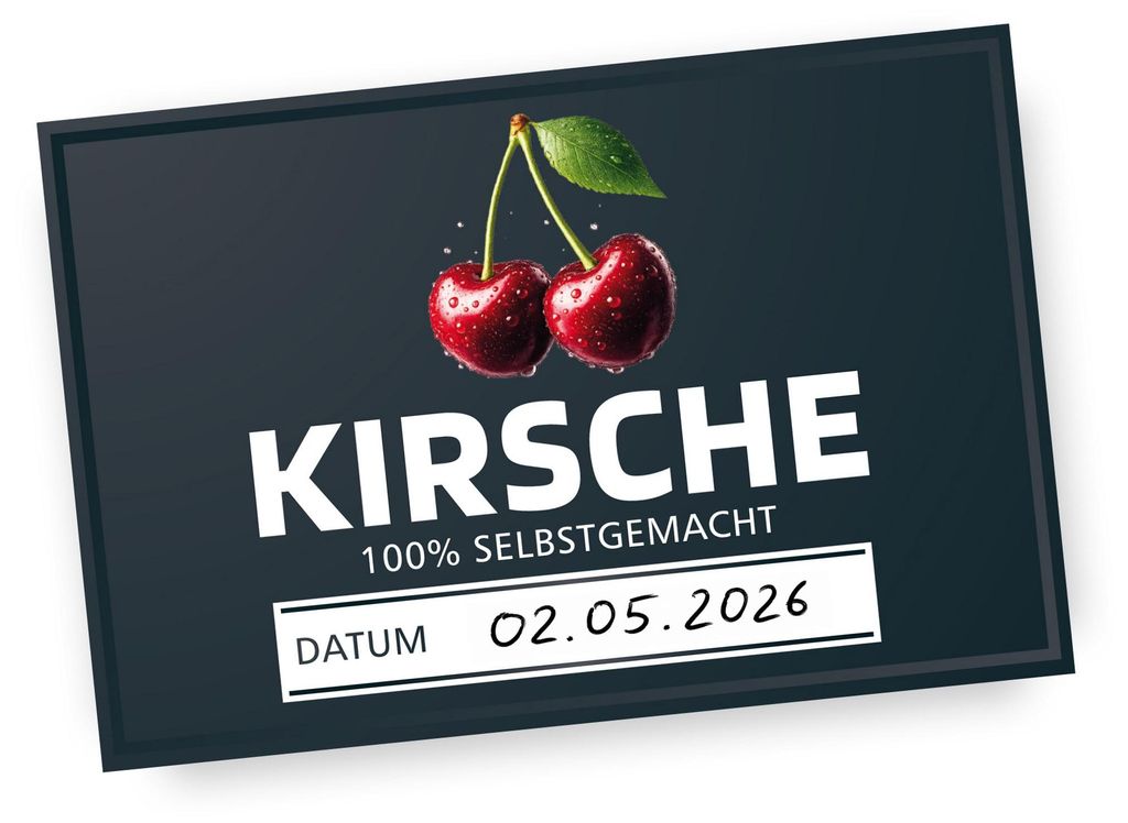 Itenga 50 x Marmeladenetikett Kirsche - schwarz - rechteckig 6x4cm