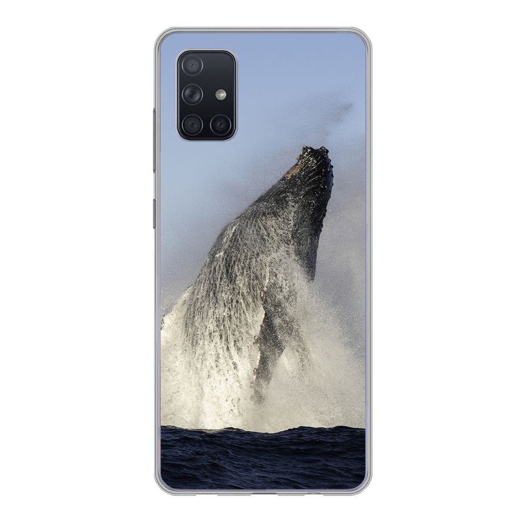 MuchoWow Handyhülle Schutzhülle Hülle für Samsung Galaxy A71 Wal - Wasser - Südafrika Silikon Softcase Handy Hülle - Kartenbesitzer
