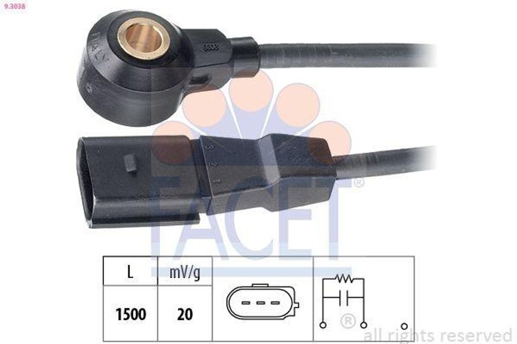 FACET Klopfsensor 9.3038 für VW PASSAT Variant (3B6) 1500mm