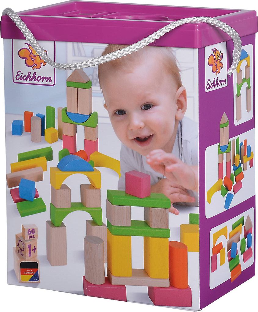 Eichhorn Natur und Bunte Holzbausteine, 60-tlg., Bausteine, Immagine del prodotto 
