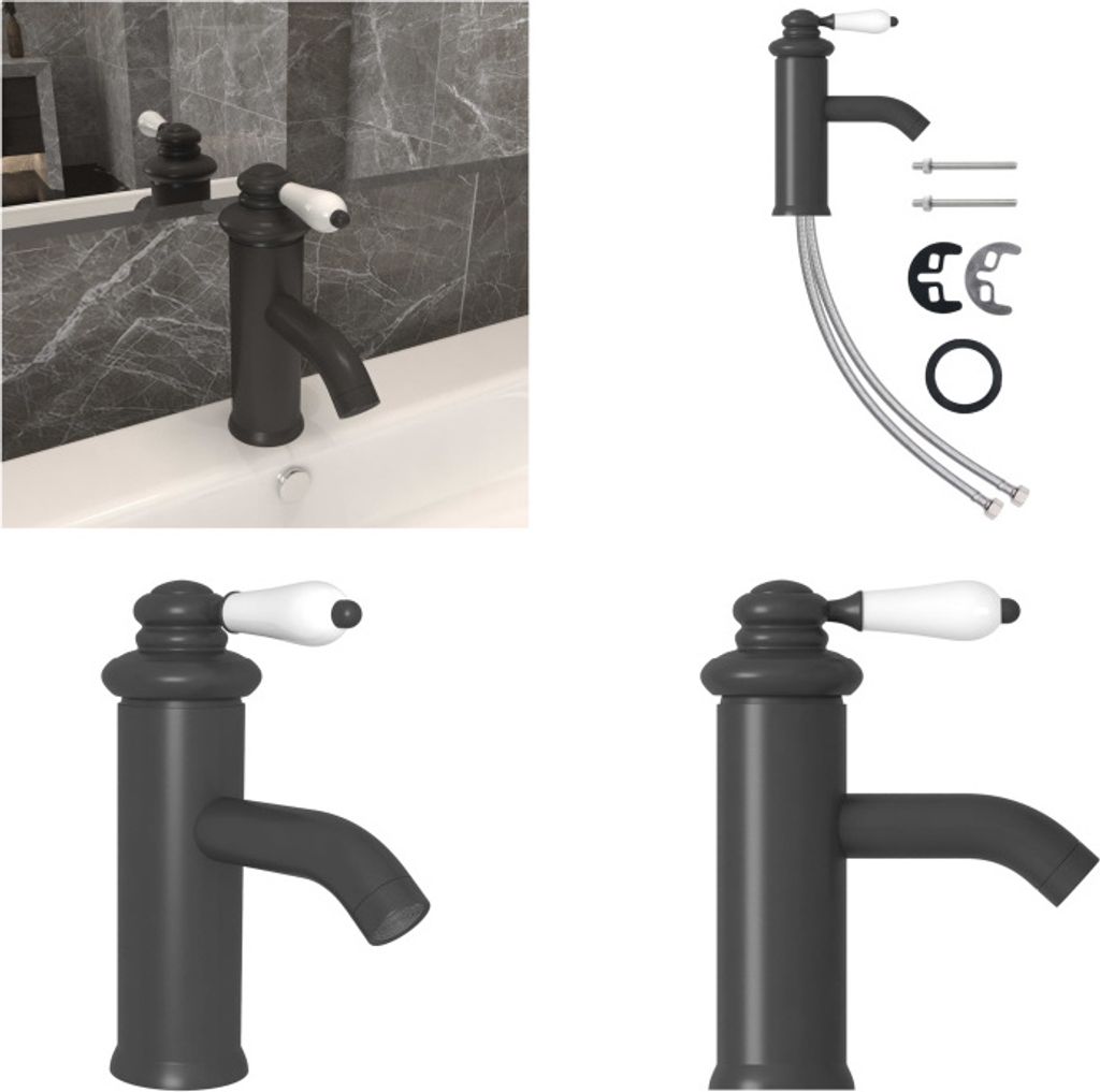 vidaXL Waschtischarmatur Grau 130x180 mm - Waschtischbatterie - Waschtischbatterien - Wasserhahn - Wasserhähne