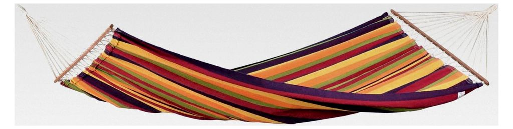 Stabhängematte XL Brasilia Tropical, handgefertigt in Brasilien, 210 x 140 cm für 1-2 Personen bis 150 kg, buntgestreift