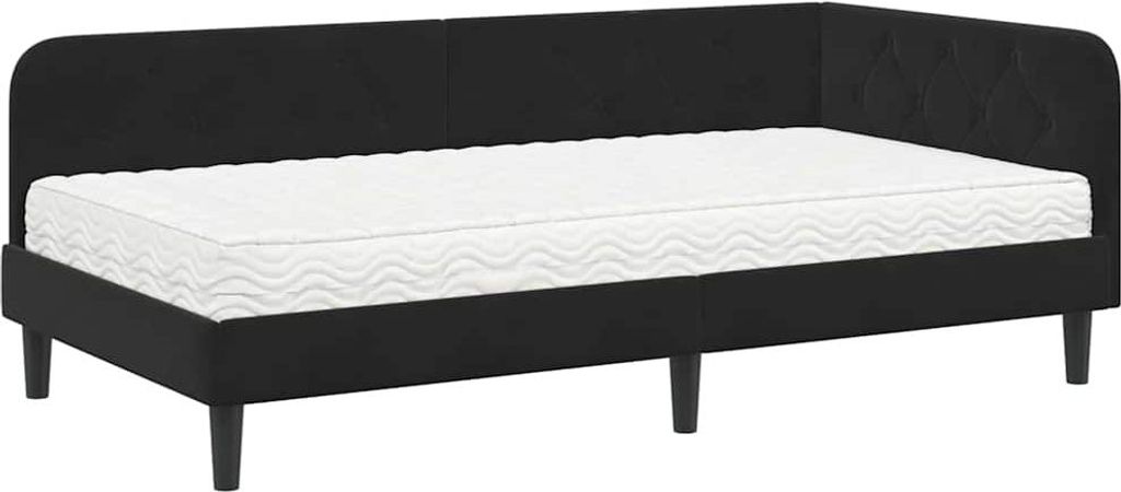 vidaXL Eckbettgestell Schwarz 90 x 190 cm Samt