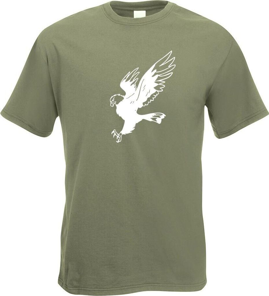 Kiwistar - T-Shirt - Olive - Adler - Eagle - Flug - Hawk Motiv Bedruckt Funshirt Design Print - mit Motiv Bedruckt - Funshirt Design - Sport - Frei...