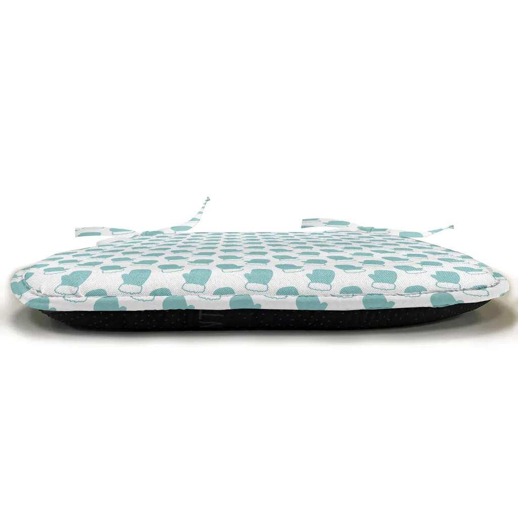 Galette de Chaise Décorative avec Sangles Turquoise et Blanc - 12pcs - 3