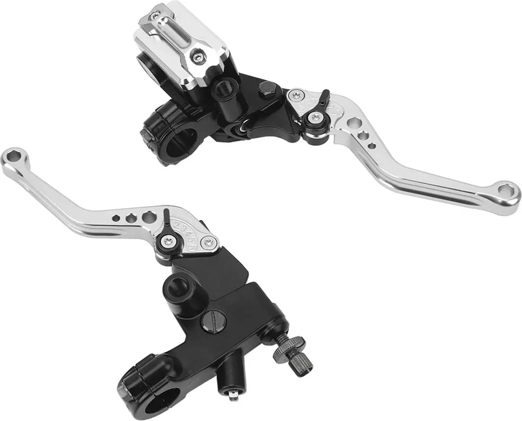 Coppia Leve Freno Frizione Moto 7/8 Argento + Paramani Carbon Look