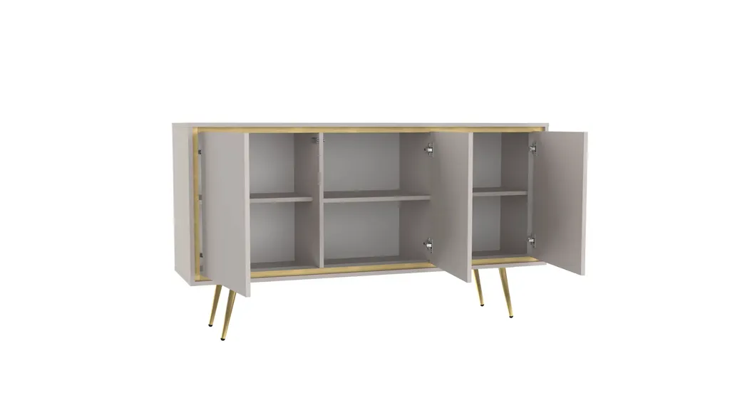 Commode ALDANA cachemire 3 portes - Finition mate et design épuré