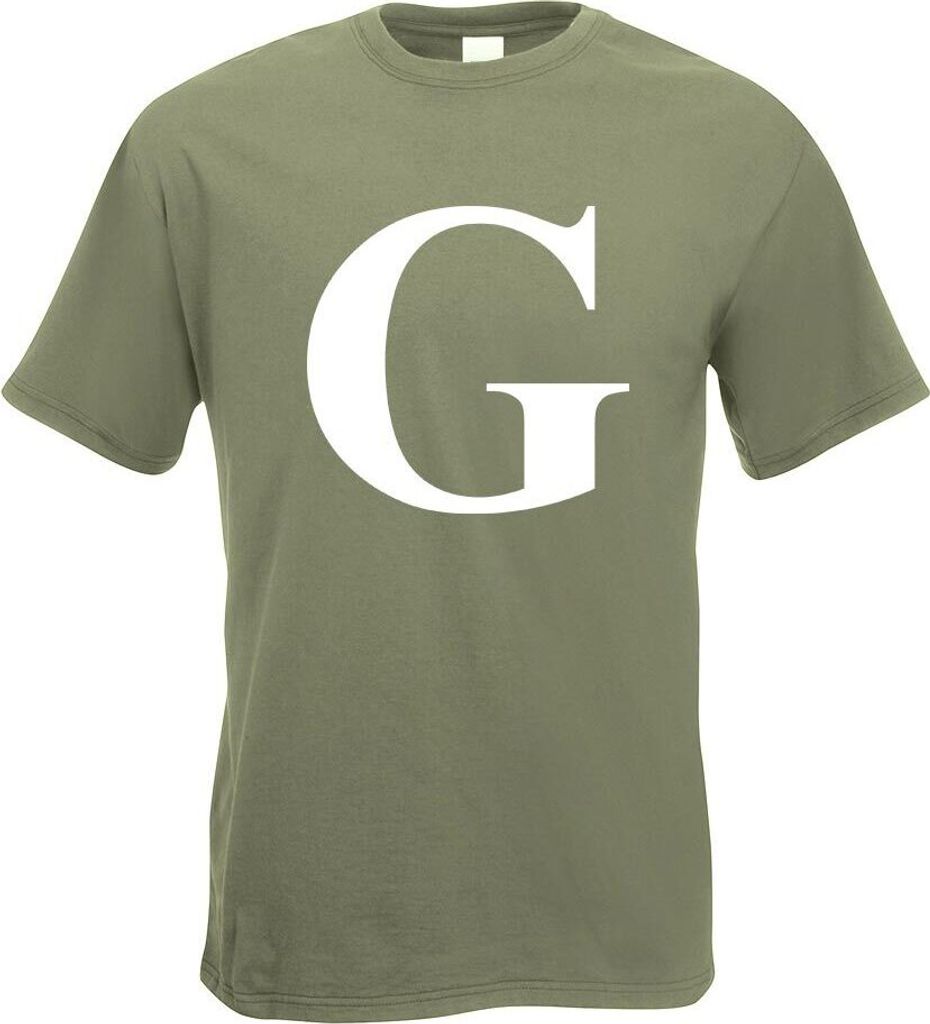 Kiwistar - T-Shirt - Olive - Buchstabe G - Alphabet Motiv Bedruckt Funshirt Design Print - mit Motiv Bedruckt - Funshirt Design - Sport - Freizeit ...