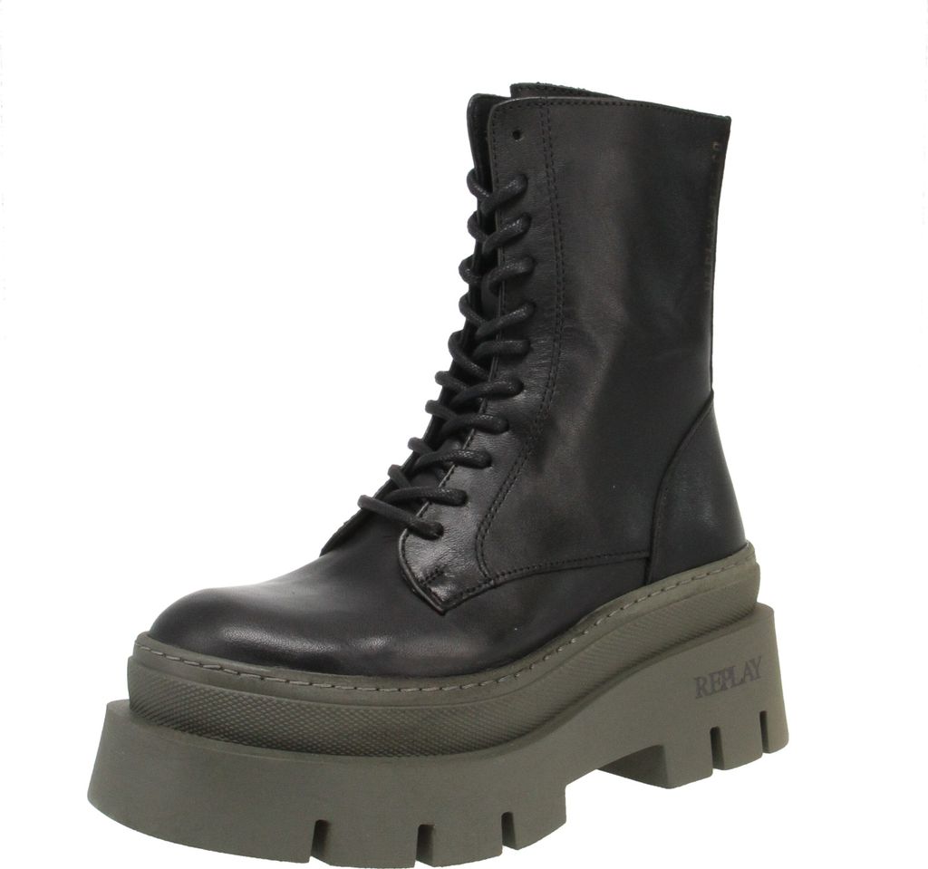 Replay Nathalie Lace GWL82.C0003L - Damen Schuhe Stiefel - 1659-Black-Mil-Grn, Größe:36 EU