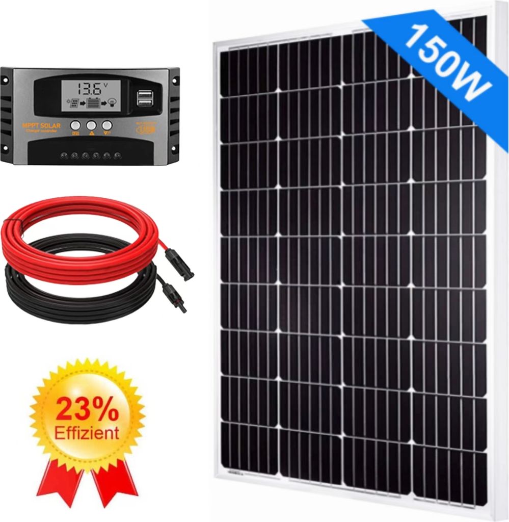 150W 12V Solaranlage Komplettpaket Solarpanel Solarmodul Mono Solarmodul Solar Set Inselanlage Wohnmobile
