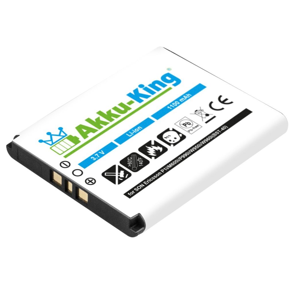 Akku kompatibel mit Sony-Ericsson BST-40 - Li-Ion 1100mAh - für P1i, M600i, P990i, W950i, W960i, Z555i, P700i