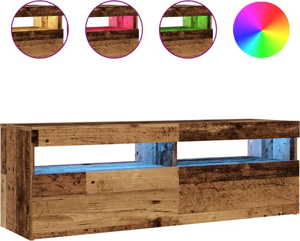 SYFAX™ Mobile Porta TV con LED Legno Antico 120x35x40 cm Multistrato