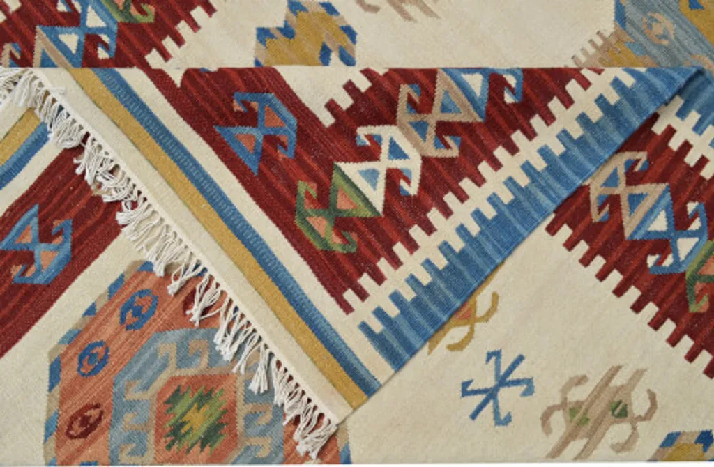 Tapis Déco Kelim Crème 75x125 cm - Parfait pour Chambre ou Entrée Chic - 6