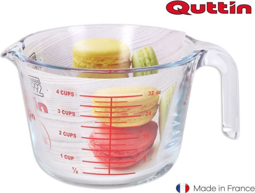 Quttin Glas-Messbecher 1 Liter Glasmessbecher Messbecher hitzebeständig 1000ml