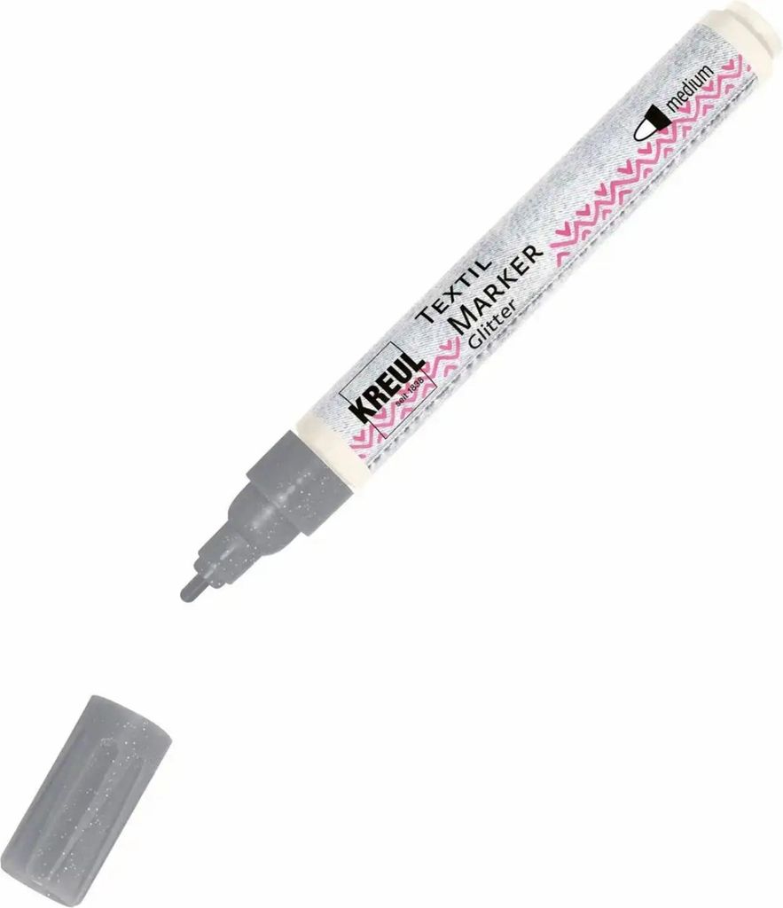 KREUL Textil Marker Glitter medium Silber Produktbild 