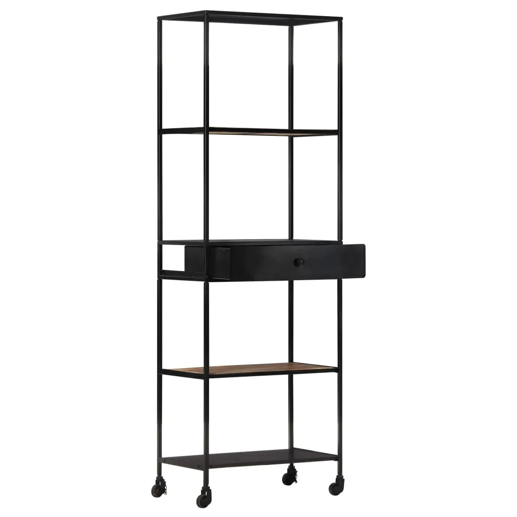 Bibliothèque vidaXL 60x35x180 cm en Bois de Manguier Brut et Fer Noir