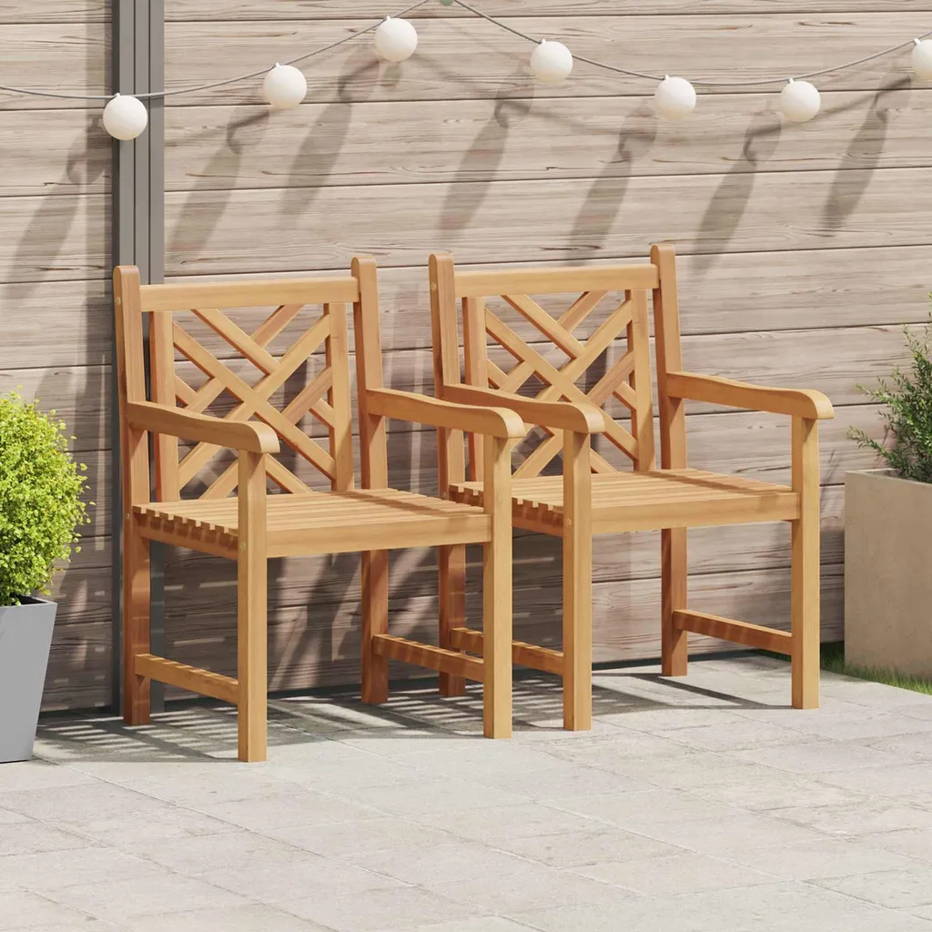 Aménager sa terrasse avec 2 chaises de jardin en bois de teck massif