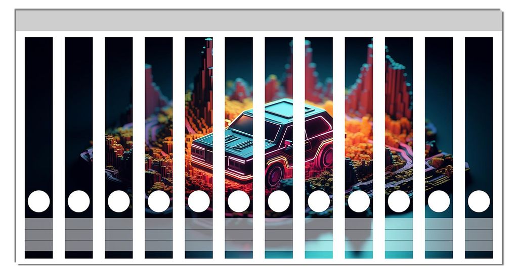 Wallario Ordnerrücken Sticker, selbstklebend für schmale Ordner, 12 Stück, Motiv Pixel-Roadtrip