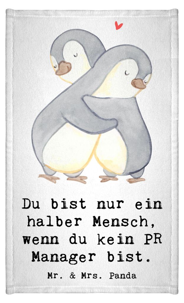 Mr. & Mrs. Panda Handtuch PR Manager Herz - Weiß - Geschenk, Gästehandtuch 30x50, Bunt, Klein, Gästetuch, gäste wc