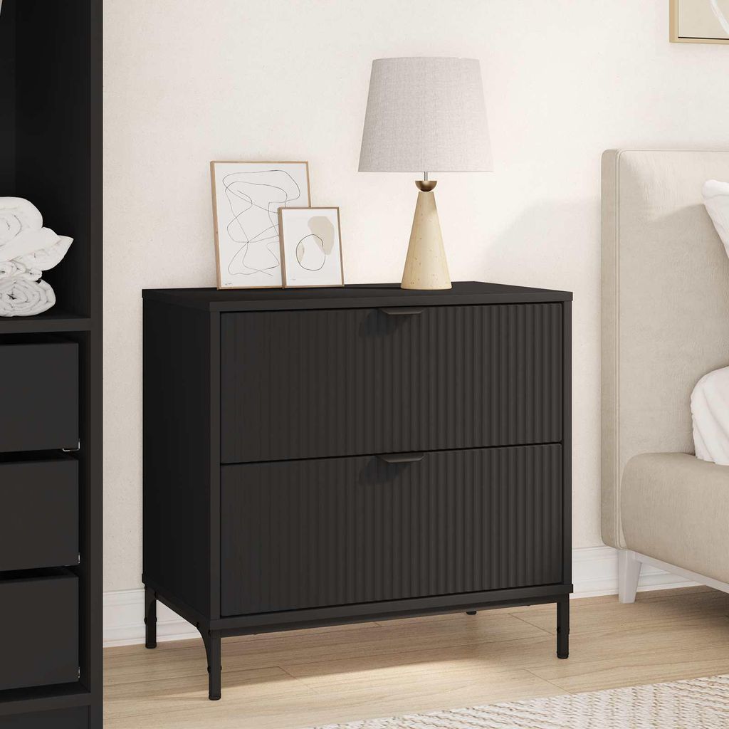 vidaXL Noční stolek černý 63,5 x 36 x 61 cm Materiál na Obrázek produktu 