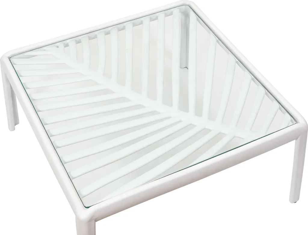Table Basse de Terrasse Ibiza Blanche en Résine Résistante aux Rayons UV