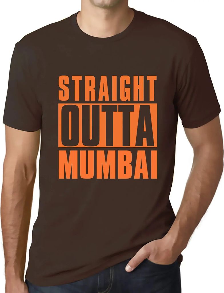 Herren Grafik T-Shirt Straight Outta Mumbai Öko-Verantwortlich Vintage Jahrgang Kurzarm Lustige Druck Geburtstag Geschenk Mann