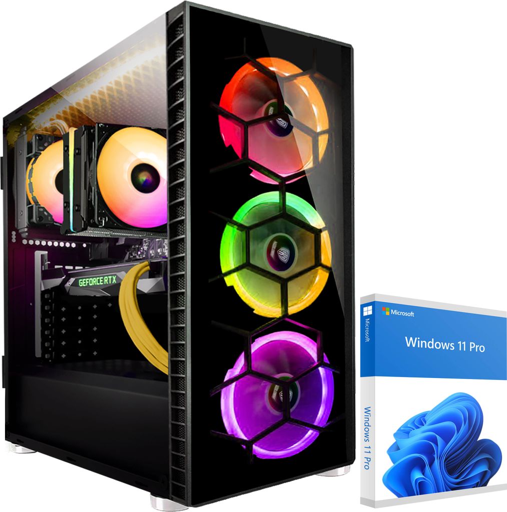 KRAFTPC High End Gaming-PC AMD Ryzen7 5800X - GeForce RTX5060 Ti 8GB - 1TB M.2 NVMe SSD - 32GB DDR4 - Win11 - WLAN - Gamer PC Desktop PC Gaming Comput