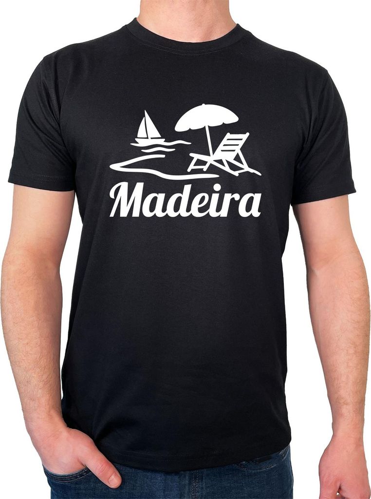 Huuraa Herren T-Shirt Madeira Inselmotiv Portugal M Black Bio Baumwolle Fairtrade Herrenshirt Geschenkidee