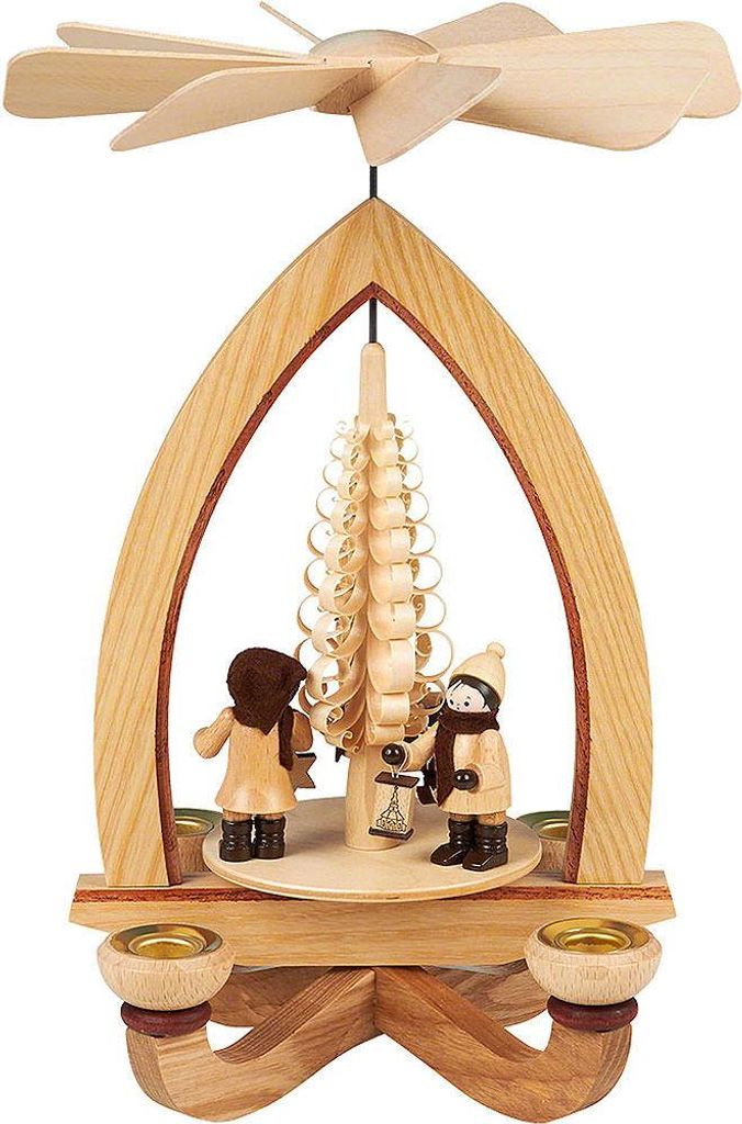 1-stöckige Pyramide große Lampionkinder - natur (28cm) von Heinz Lorenz Pyramiden