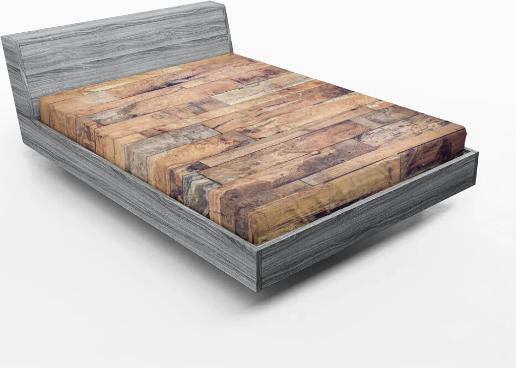 Lenzuolo Angoli Effetto Assi Legno 180x200 cm Marrone Terra d'Ombra