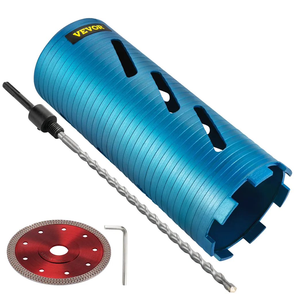 Carotatrice a secco VEVOR, diametro 4,25 pollici / 108 mm, perno con gambo da 5/8 di pollice-11 con guida e lama da 4,5 pollici, utensile di perforazione diamantato profondo 9,5 pollici / 241,3 mm, punte per sega a tazza