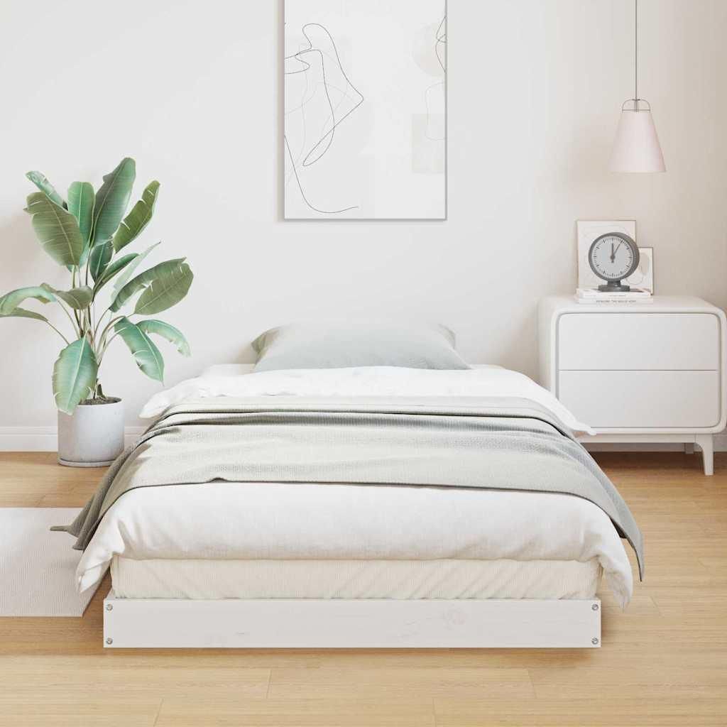 Maison Exclusive - Bodenbettrahmen Weiß 213,5 x 104 x 9 cm Massives Kiefernholz