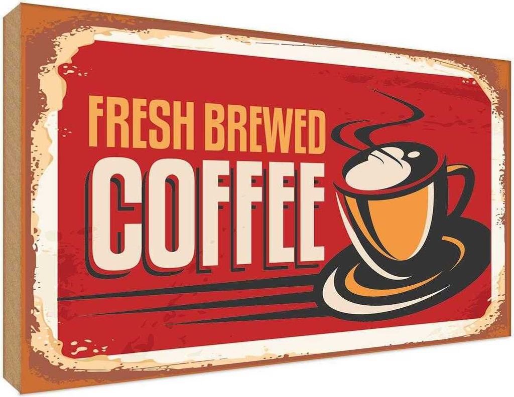 vianmo Holzschild 30x40 cm Retro Kaffee fresh brewed Essen Trinken