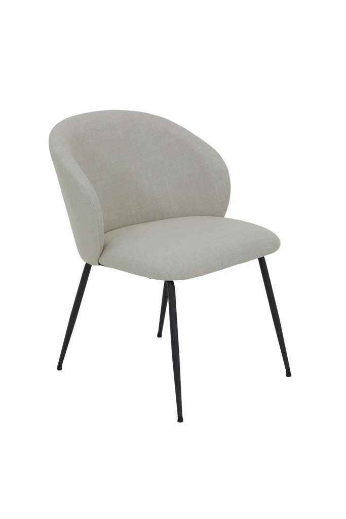 Hela Tische, Esszimmerstuhl Sessel Graz, Bezug Webstoff Beige, Rundrohr Metall Füße Schwarz, XL Sitzbreite, Rundrücken, 120kg belastbar