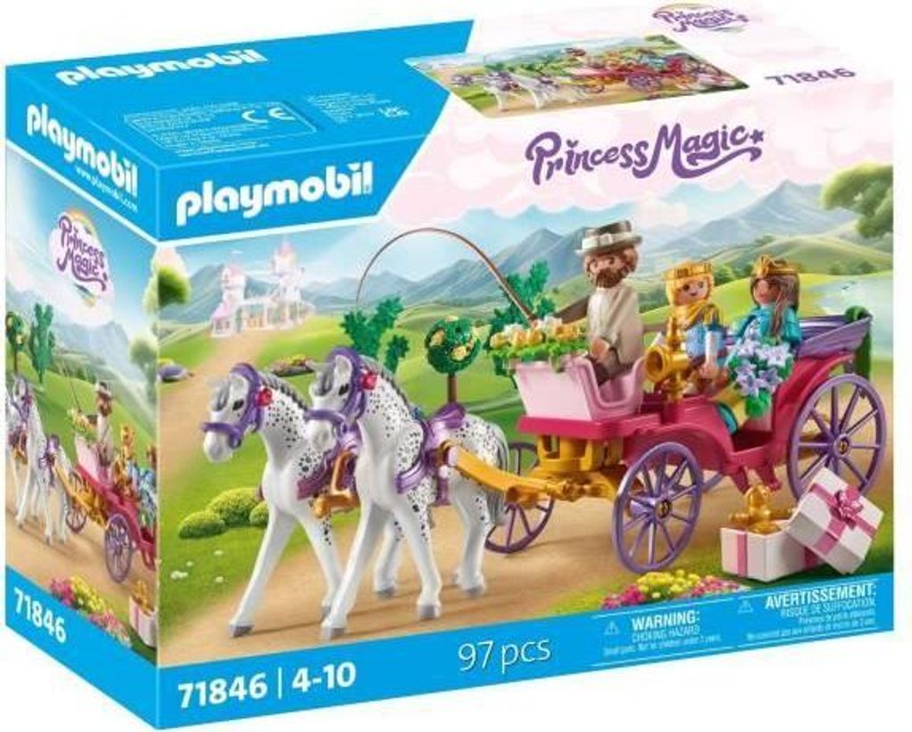 PLAYMOBIL Kutsche mit Prinzenpaar und Kutscher, Serie 71846, Märchenspielzeug